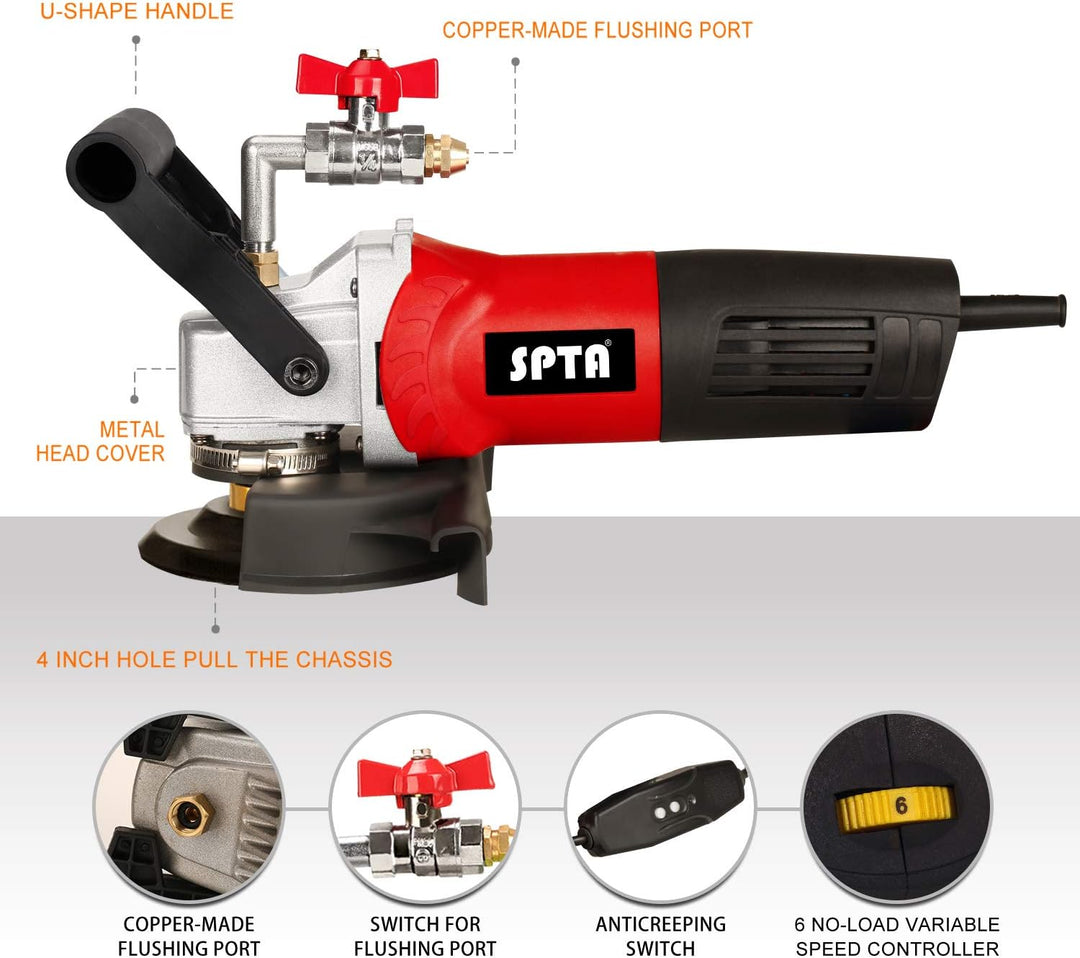 Nasspolierer, SPTA 800W / 220V 100mm Nass Poliermaschine mit variabler Geschwindigkeit und Granit-Di