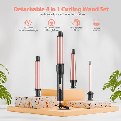 Haglater Lockenstab 4 in 1 Multifunktions Austauschbare Keramikbeschichtung Curling Iron, Lockenstäb