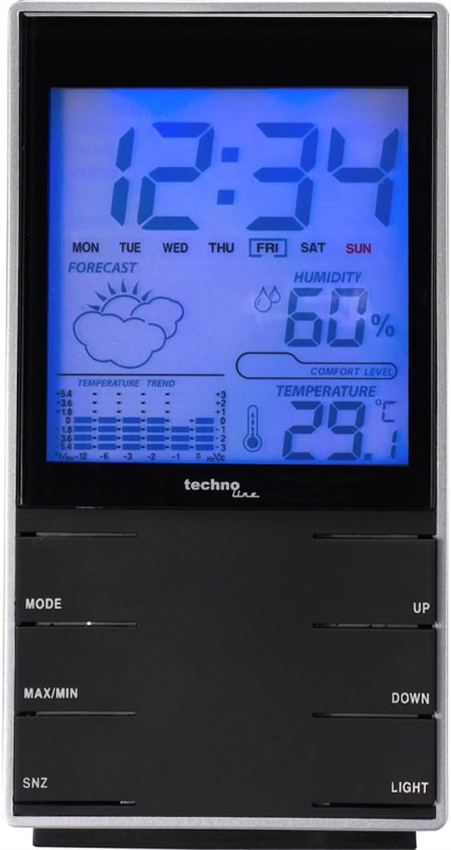 Technoline Wetterstation WS 9120 mit Vorhersage von Wettersituation, Innentemperatur und Temperaturh