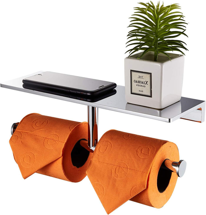 NSODOO Doppelrollen-Toilettenpapierhalter mit Ablage aus massivem Messing und erstklassigem Papierta