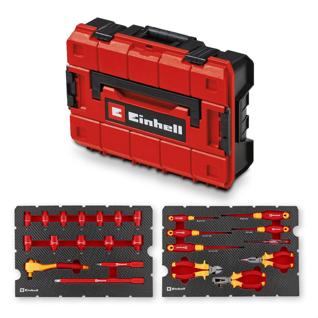 Original Einhell VDE Werkzeugkoffer Elektriker-Werkzeuge E-Case 24-tlg. (IEC 60900 geprüft, Zangen-S