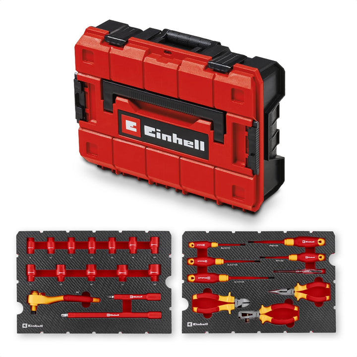 Original Einhell VDE Werkzeugkoffer Elektriker-Werkzeuge E-Case 24-tlg. (IEC 60900 geprüft, Zangen-S