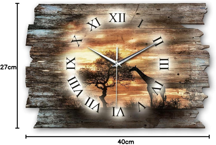 Kreative Feder Afrika Shabby Style Designer Wanduhr Funkuhr aus Holz *Made in Germany leise ohne Tic