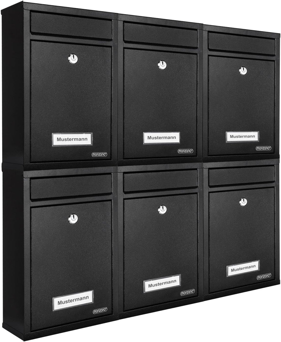 MONZANA® Briefkasten Schwarz inkl. 2 Schlüssel Namensschild abschliessbar Mailbox Briefkastenanlage