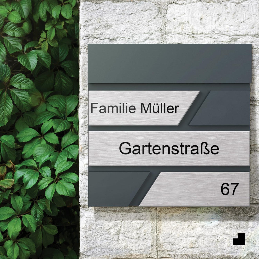 Design Julia Briefkasten Anthrazit mit Ihrer Personalisiert Namen&amp; Hausnummer, Integriertes Zeitungs