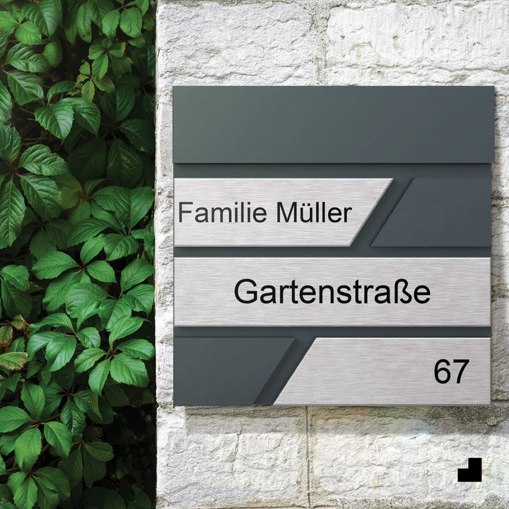 Design Julia Briefkasten Anthrazit mit Ihrer Personalisiert Namen&amp; Hausnummer, Integriertes Zeitungs