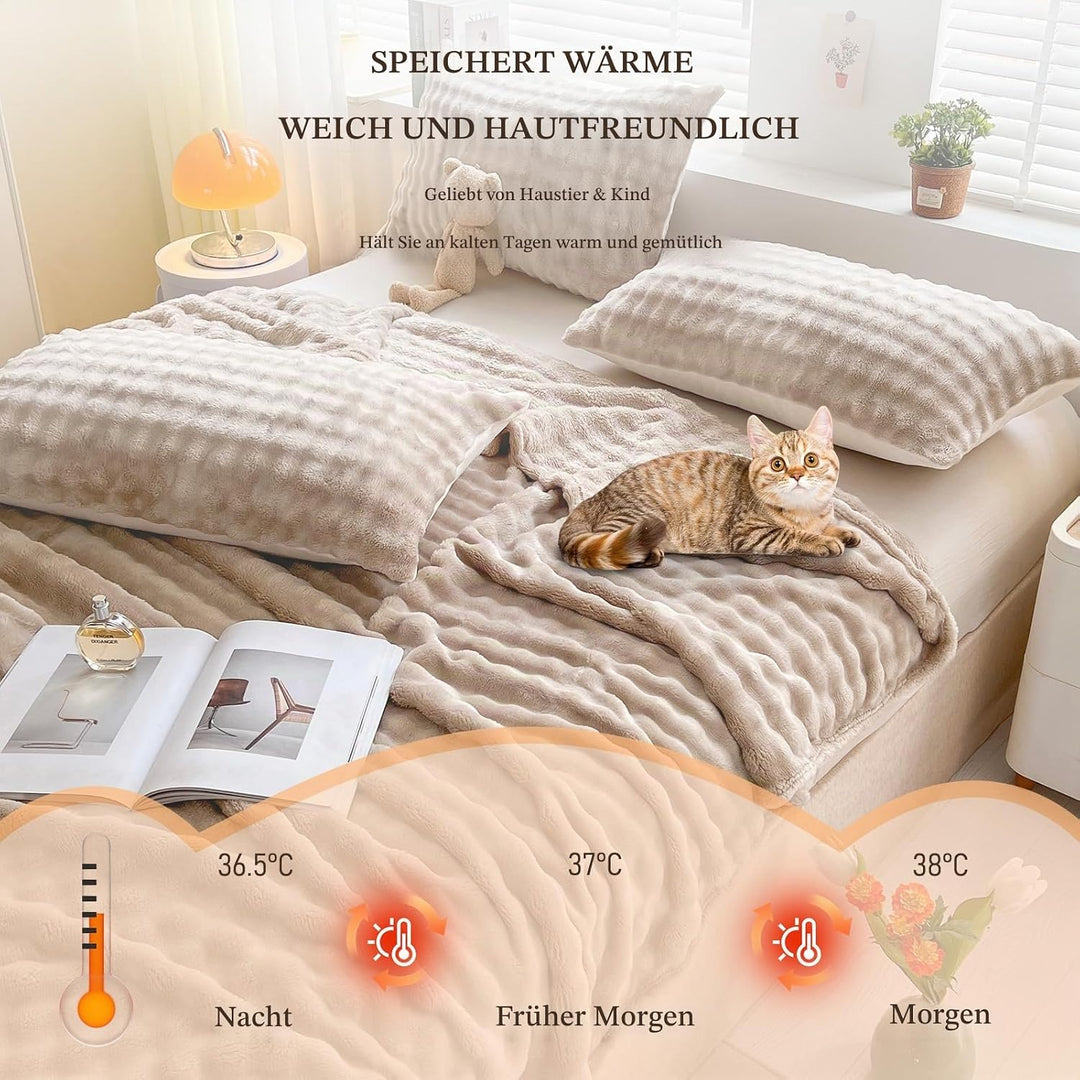 Kuscheldecke Milchsamt Blasen Decke Super Soft Wohndecke Dick 450 G/M² Flanell Decke Couchdecke Warm