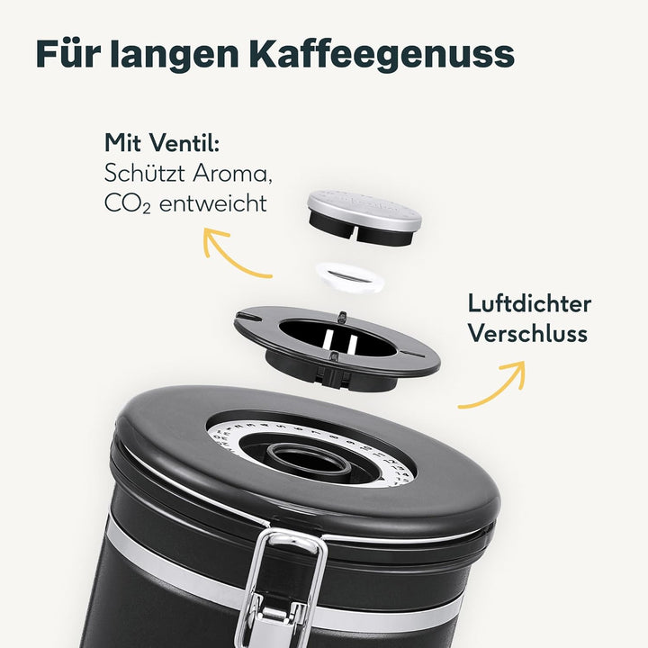 SILBERTHAL Handkaffeemühle manuell mit einstellbaren Mahlgraden & luftdichter Kaffeedose 500g aus Ed