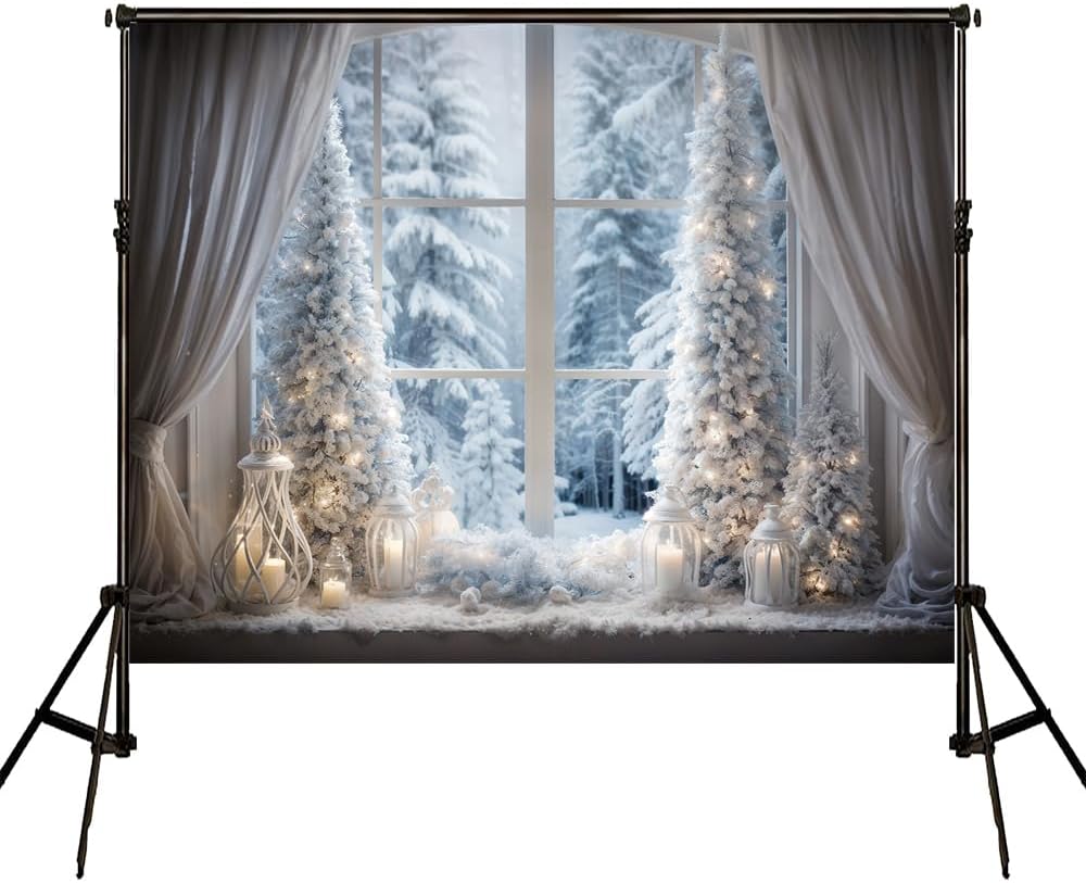 Kate Weihnachts-Fotohintergrund, 3 x 2 m, Weihnachtsbaum, Fotokabine, Hintergrund, Schneelandschaft,