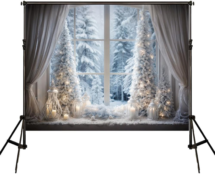 Kate Weihnachts-Fotohintergrund, 3 x 2 m, Weihnachtsbaum, Fotokabine, Hintergrund, Schneelandschaft,