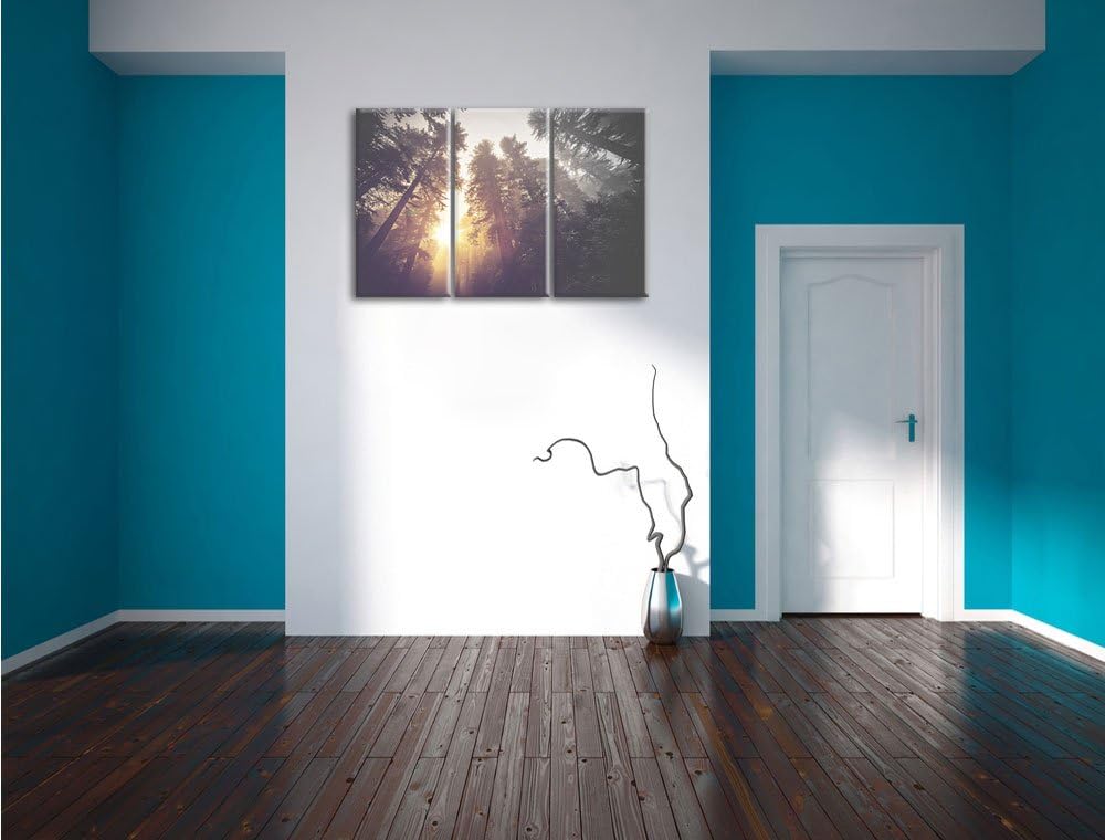 Pixxprint Blick in die Baumwipfel als Leinwandbild/Grösse: 3 Teilig (120x80) cm/Wandbild/Kunstdruck/