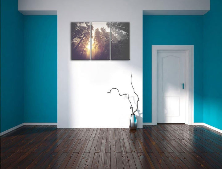 Pixxprint Blick in die Baumwipfel als Leinwandbild/Grösse: 3 Teilig (120x80) cm/Wandbild/Kunstdruck/