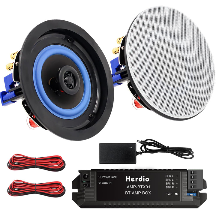 Herdio 4 Zoll Deckenlautsprecher, 160 Watt 2-Wege Einbaulautsprecher, kompatibel mit Bluetooth,Bündi