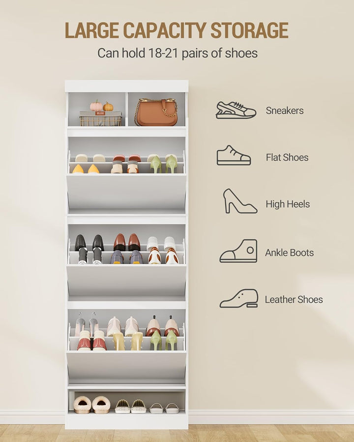 Hzuaneri Schuhschrank, Schuhaufbewahrung, Holz Schuhkipper, Schuhregal, Offenes Fach, Trennwand Vers