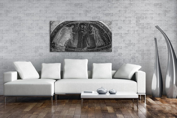 Historische Architektur des Christentums Panorama 80x40 cm Effekt: Schwarz/Weiss als Leinwandbild, M