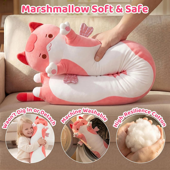 Mewaii 110CM Kuscheltier Kawaii Katzen Plüschkissen Stofftiere Lang Kätzchen Plüschtier Ausgestopfte