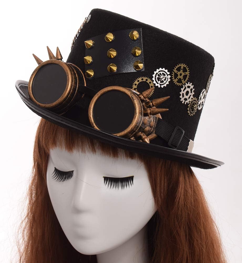 GRACEART Zauberkasten Steampunk Zylinder Hut Steampunk Herren and Steampunk Damen with Goggles, Gear