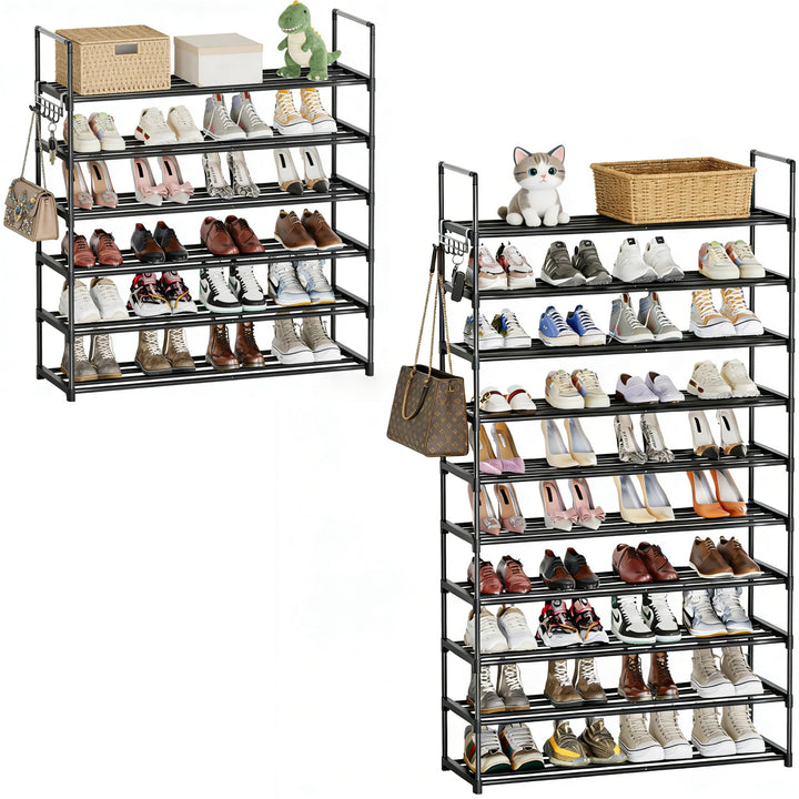 Schuhregal 6 Ebenen+10 Ebenen, Metall Schuhständer, Schuhaufbewahrung, Schuh-Organizer, platzsparend
