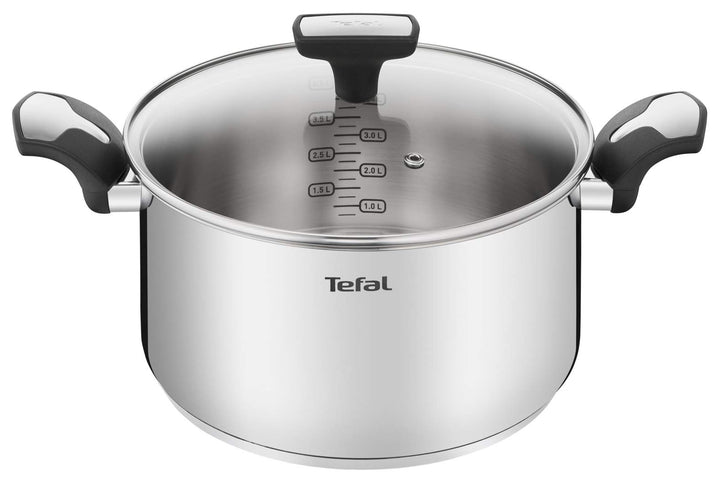 Tefal G6 Kochtopf 24 cm / 5,2 l + CV Edelstahl, E3014604, Cranberry, Kochtopf 24 cm
