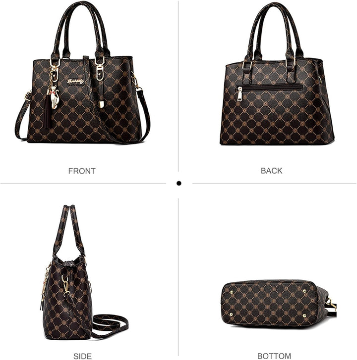 NICOLE & DORIS Damen Handtasche Elegante Schultertaschen Bedruckte Handtaschen PU Leder Frauen Umhän