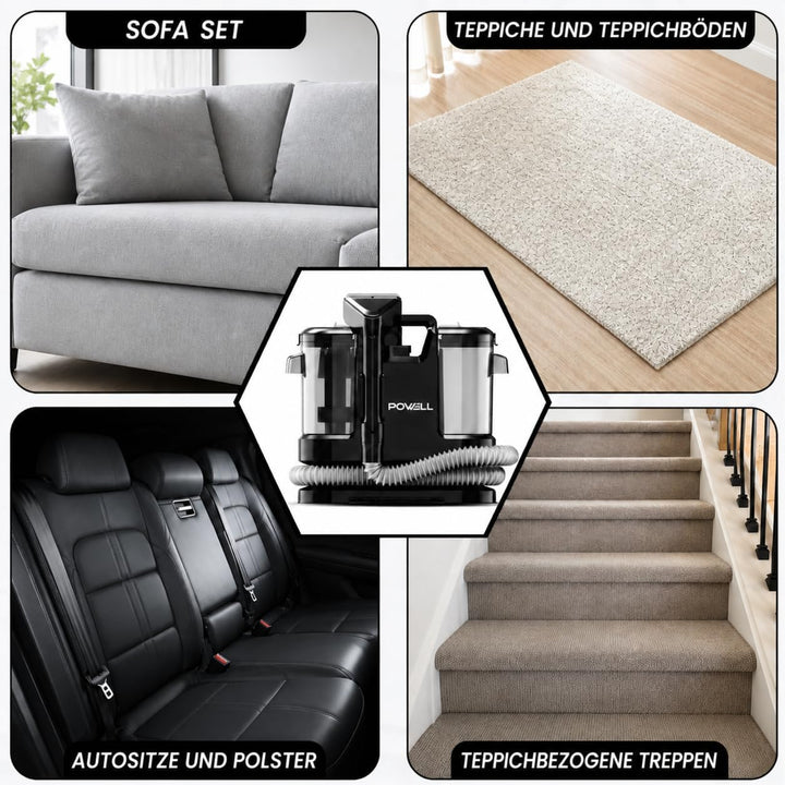 Powell Waschsauger Teppichreiniger 450W - 13kPA Saugkraft, tragbarer Teppichreiniger, Sofa, Vorleger