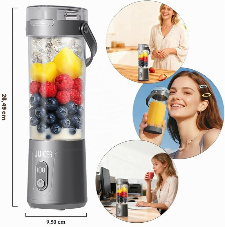 Tragbarer Mixer 600ml Smoothie Maker to Go mit LCD Display, 20.000 U/min, Tragbarer Entsafter USB Wi