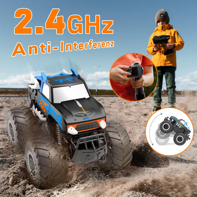 Gindoly Ferngesteuertes Auto,2,4 GHz Ferngesteuerter Monstertruck, 4WD 15+ km/h Hobby Offroad RC Aut