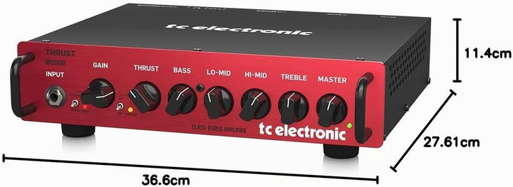 TC Electronic THRUST BQ500 Tragbarer 500-Watt-Basskopf mit Mosfet-Vorverstärker und Schubkompressor,