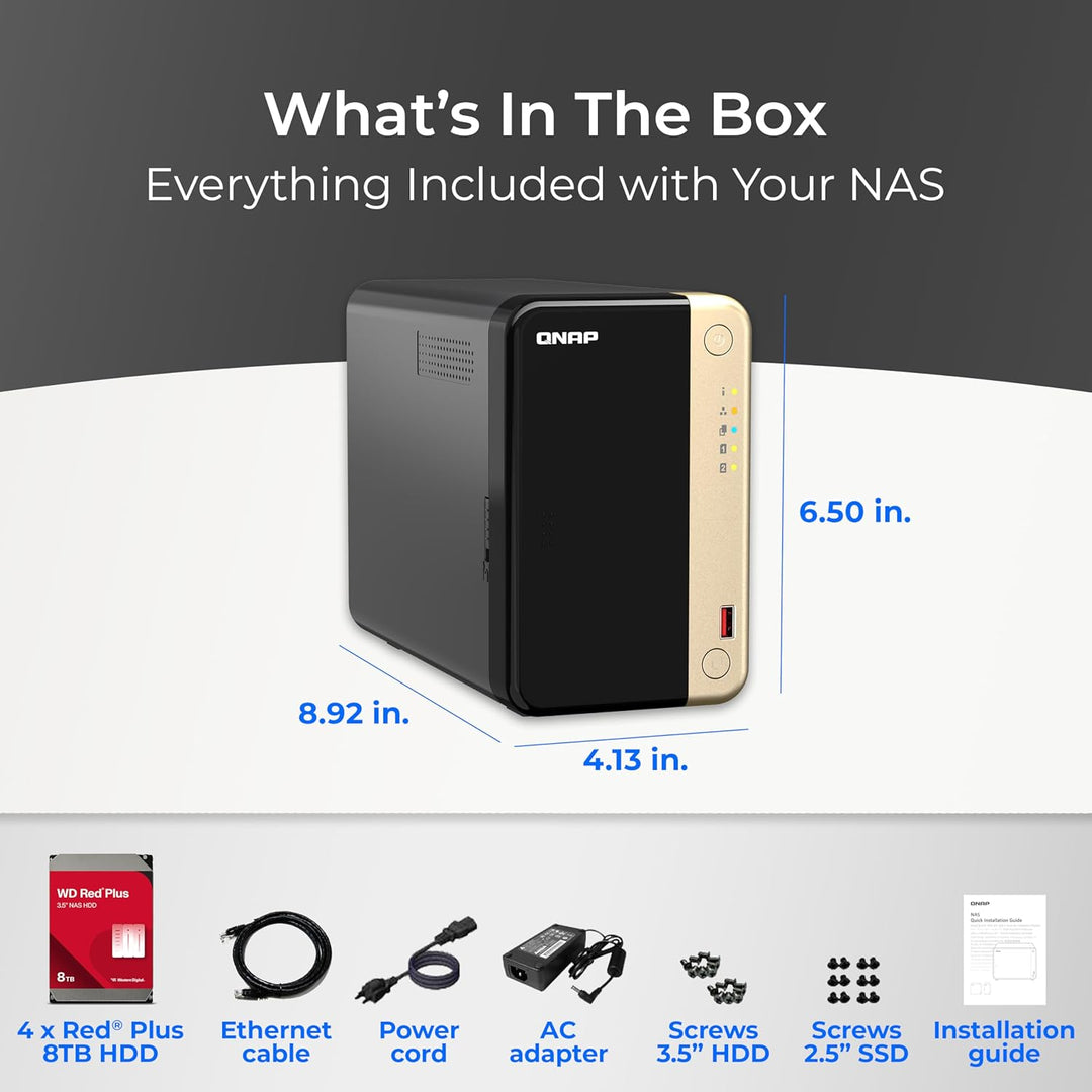 QNAP TS-264-8G-28WD-US 2 Bay Hochleistungs-Desktop-NAS mit 8 TB Speicherkapazität, vorkonfiguriertes