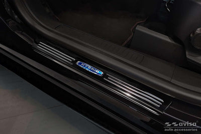 Black Inox door sill protectors compatible with Ford Kuga III 2019- 'Hybrid' - 4-pieces