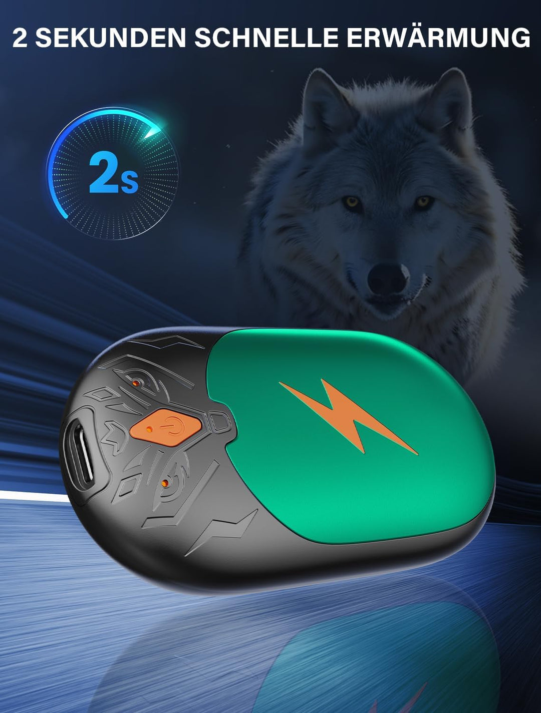 Handwärmer Elektrisch 2 Pack, Ultraleicht Taschenwärmer Wiederaufladbar, Tragbare Heizung 8000mAh, 3