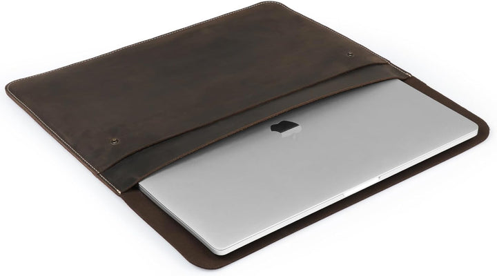 MegaGear Genuine Leather MacBook Bag for 15 & 16 Inch - Chestnut Chestnut 15-16 inches, Chestnut 15-