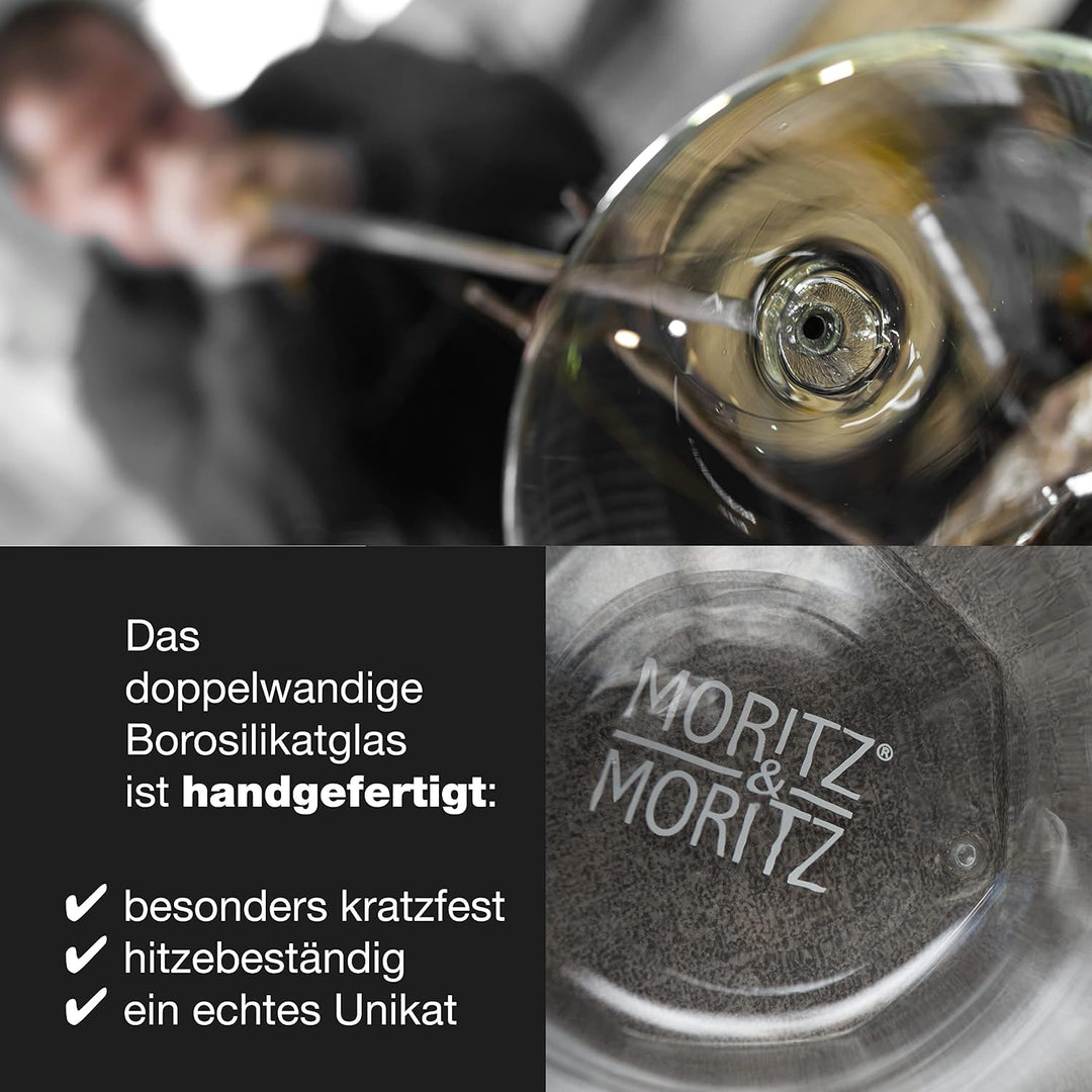 Moritz &amp; Moritz Gläser Set 4 x 280 ml Cappuccino Gläser Doppelwandig 280ml – Doppelwandige Gläser fü