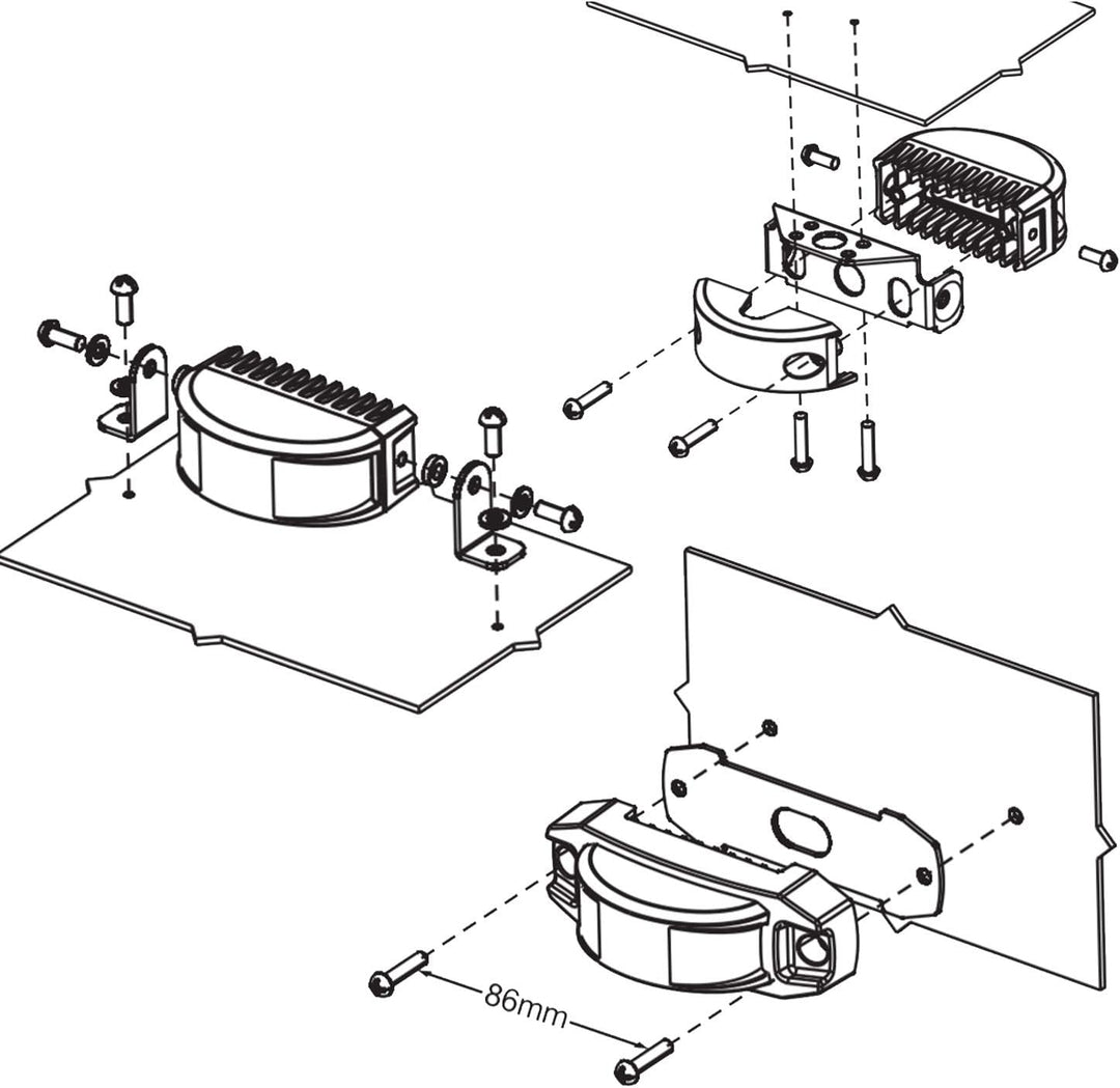 LED-MARTIN X180 Blitzmodul - 180° Abstrahlung - blau/gelb zweifarbig - versch. Haltersätze