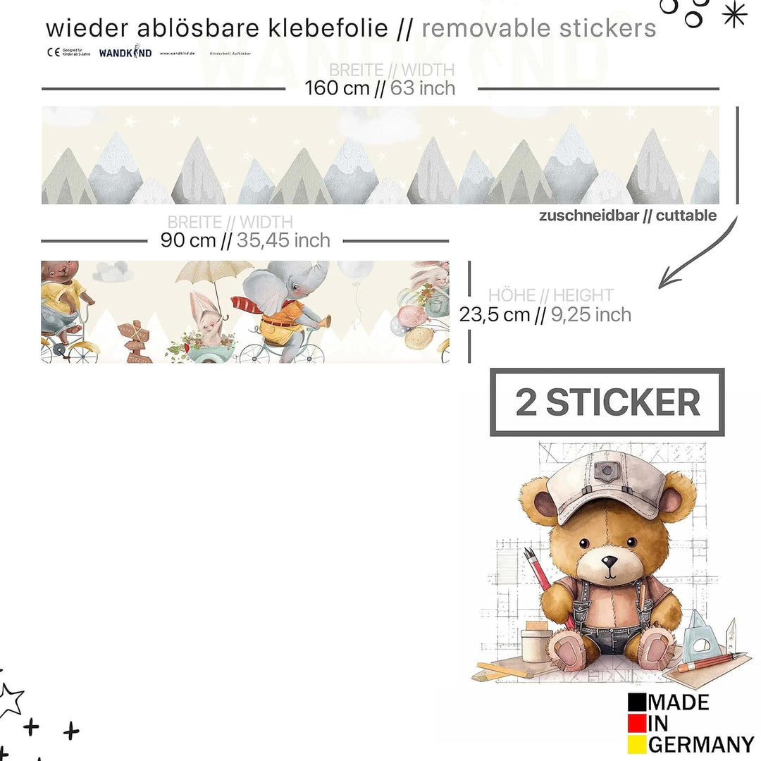 WANDKIND Aufkleber für IKEA KURA Kinderbett Hochbett Klebefolie Möbelfolie Sticker Kinderzimmer fröh