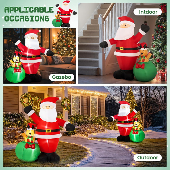 Solpex Weihnachten aufblasbare Dekoration, Weihnachtsdekoration, 180cm/6Ft Weihnachtsmann mit Elch D