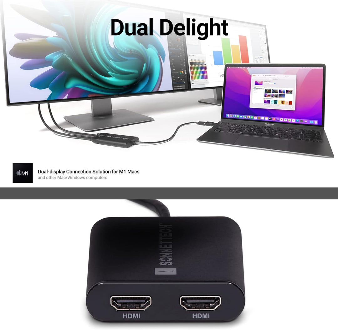 Sonnet Dual 4K HDMI 2.0 Adapter for M1 Macs, USB3-DHDMI