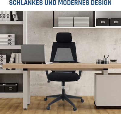 KLIM K300 Office Chair - Ergonomischer Bürostuhl + Weiches Sitzkissen & Stoff + Inklusive Kopfstütze