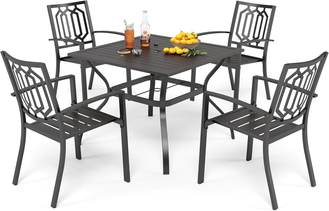 PHIVILLA Gartentisch und Stühle 4er Set Terrassentisch Stühle Metall Outdoor Bistro Gartenmöbel Sets