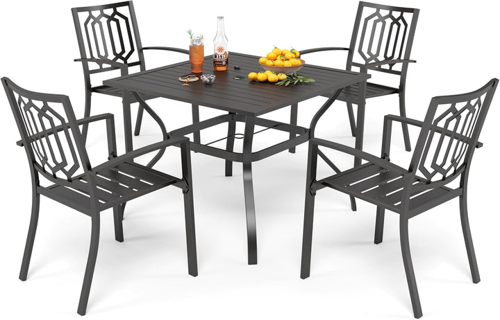 PHIVILLA Gartentisch und Stühle 4er Set Terrassentisch Stühle Metall Outdoor Bistro Gartenmöbel Sets