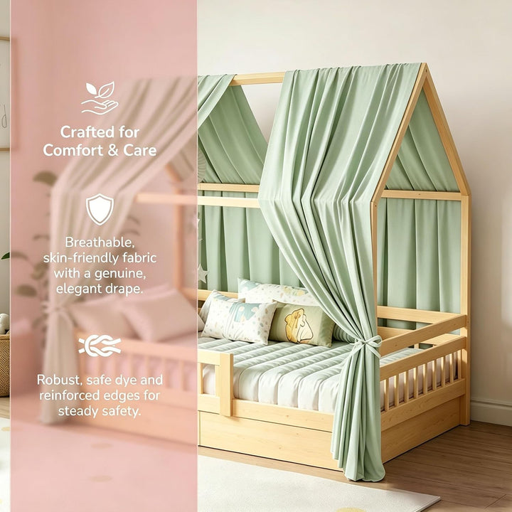 2 Stück Hausbett Himmel, Betthimmel Babybett aus Musselin,Weich und atmungsaktiv Baldachin Kinderzim