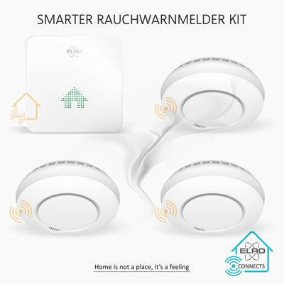 ELRO Connects SF500S Rauchmelder Kit - Komplettes Set K2 Connector + 3X Funk Rauchmelder Kit - Warnt