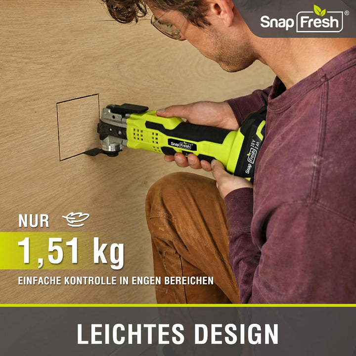 SnapFresh 20V Akku Multifunktionswerkzeug, Oszillierendes mit 6 Geschwindigkeitsstufen, 2,0Ah Akku &amp;