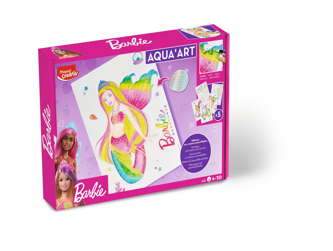 Maped CREATIV - Ausmal-Set AQUA'ART BARBIE - Maxi-Set inkl. 18x Aquarell-Stifte und 5x Vorlagen auf