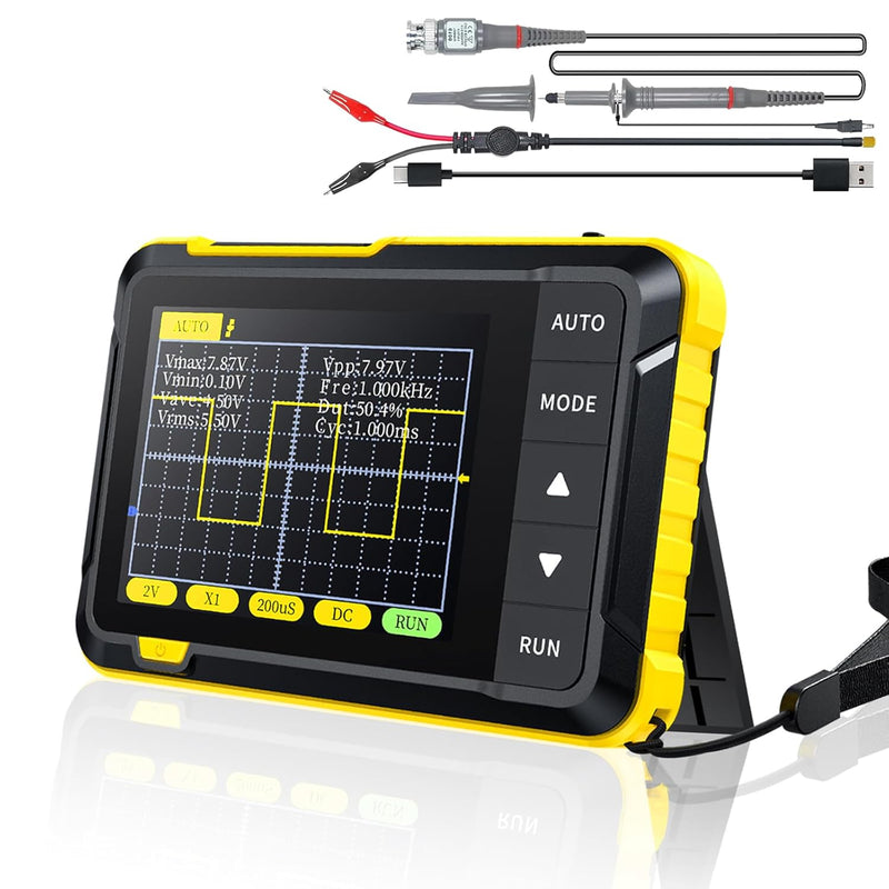 SURLABA Digitales Oszilloskop, 2.8" TFT Mini Oscilloscope 200KHz Bandbreite mit Abtastrate 2.5MS/s,