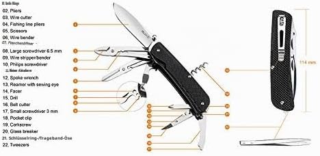 RUIKE RKELD41B Unisex Trekker ld-41b Multitool, Schwarz, One Size, Einheitsgrösse