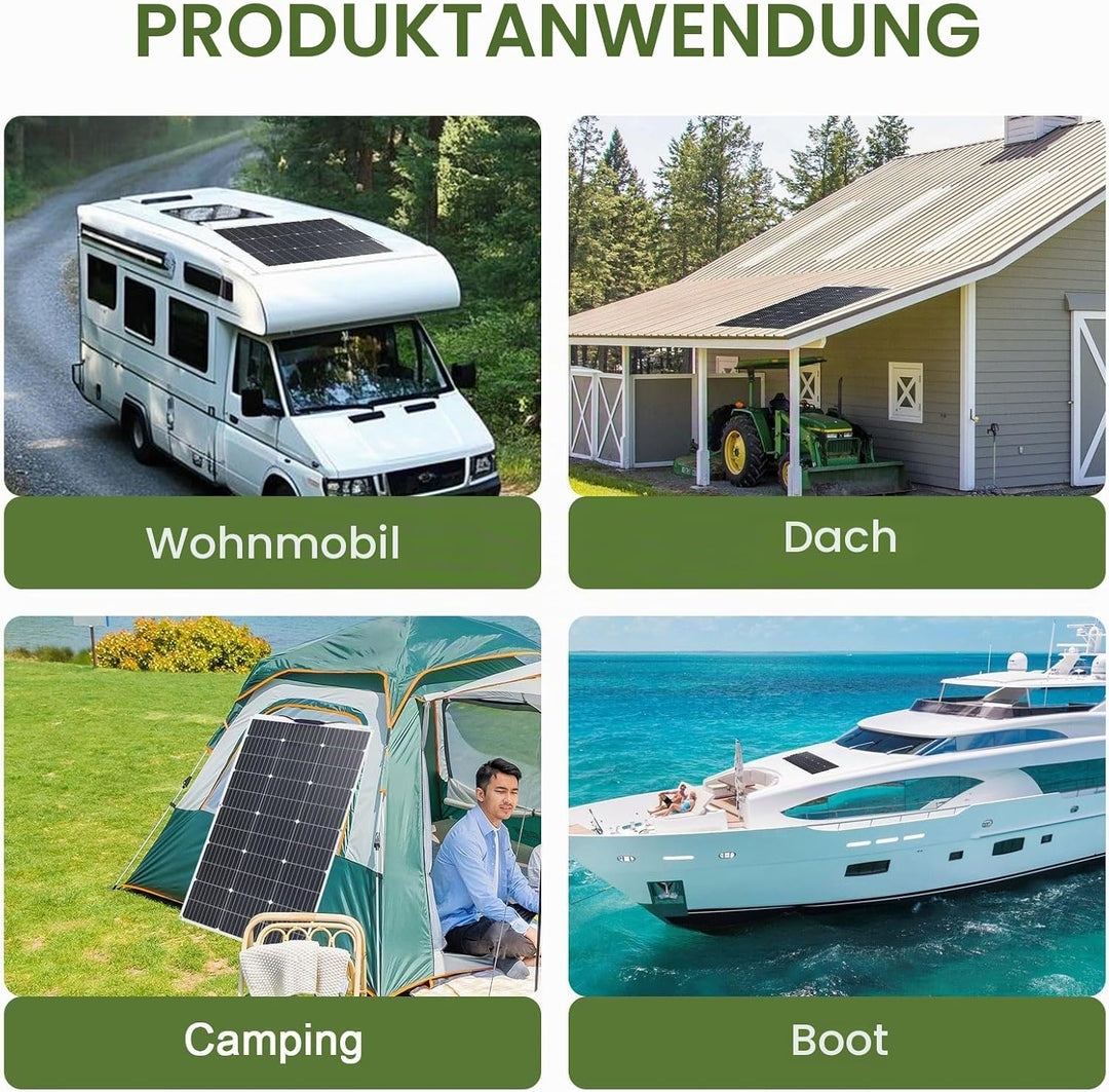 100W Solarpanel 18V Flexibel Solarmodul Monokristallin Leicht für Outdoor Aufladung Spitzenposition