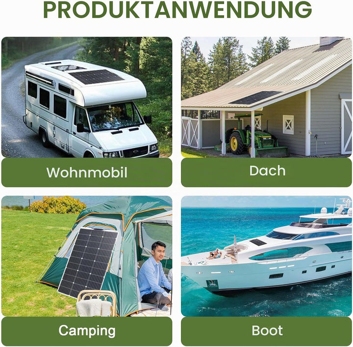 100W Solarpanel 18V Flexibel Solarmodul Monokristallin Leicht für Outdoor Aufladung Spitzenposition