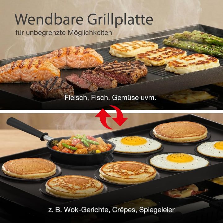 Solis 5in1 Tischgrill mit 1400 W, Elektrischer Grill für 8 Personen, Indoor Grill mit Raclette- und