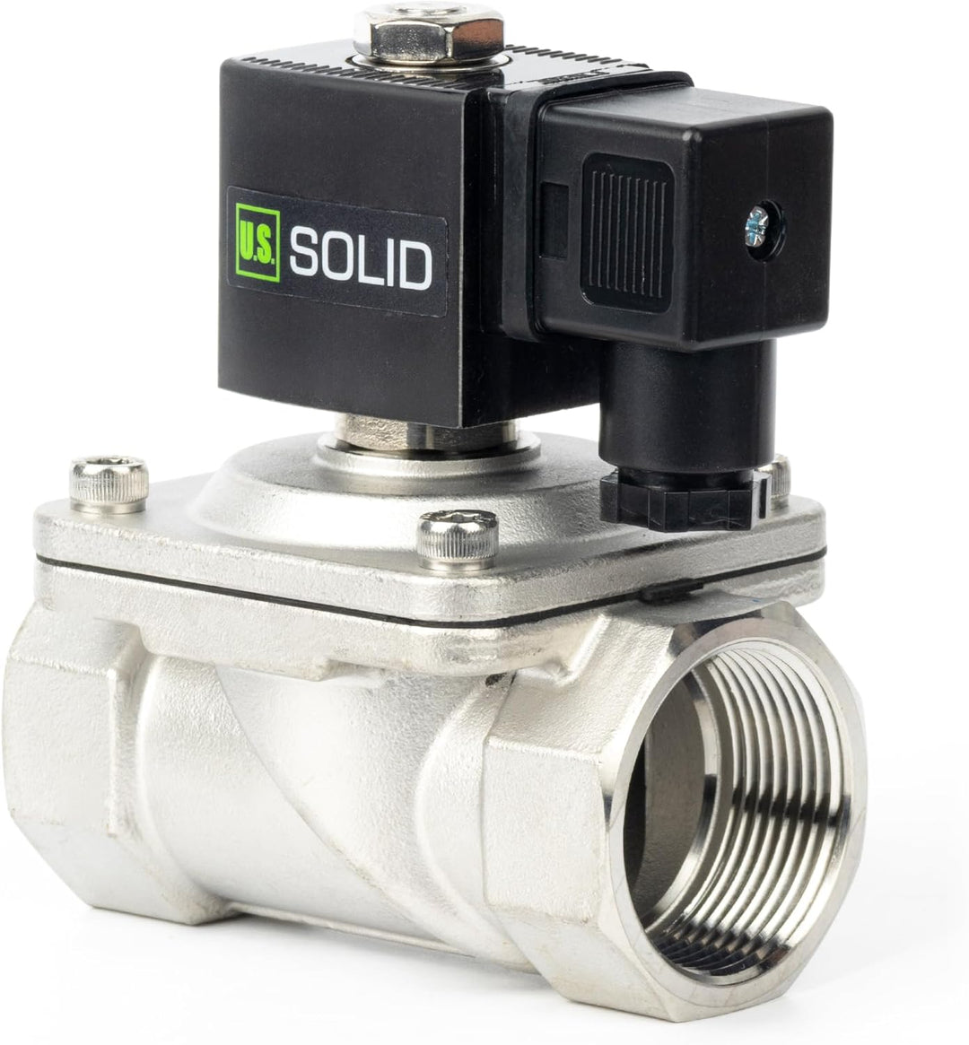 U.S. Solid 1-1/4" Magnetventil - Edelstahl DC 12V mit Viton-Dichtung, stromlos geschlossen, Anschlus